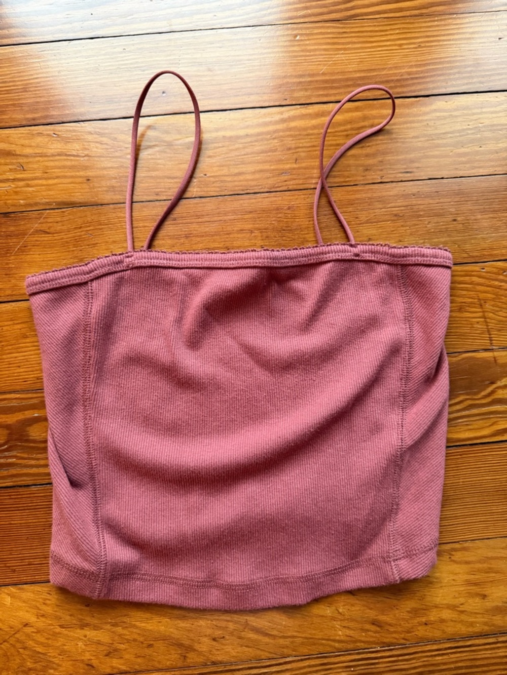 Abercrombie & Fitch Ribbed Spaghetti Strap Tank - Mauve Pink